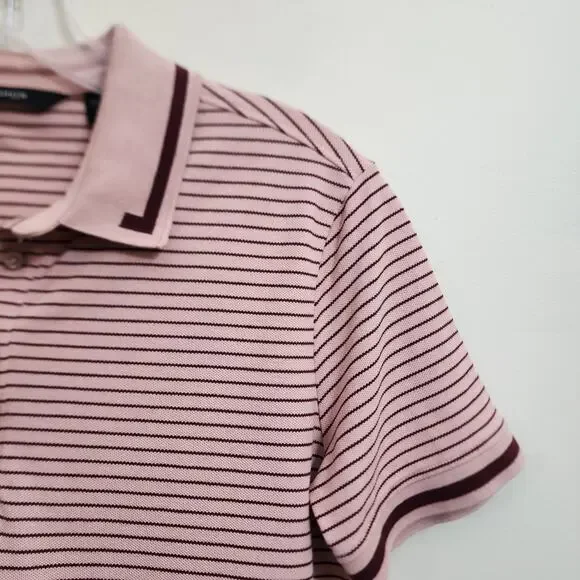 Radmor dusty rose striped short sleeve golf polo woman's size medium - Picture 7 of 8
